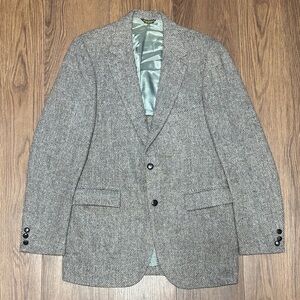 VTG Harris Tweed Gray Wool Blazer Size Tag Missing Ivy Preppy